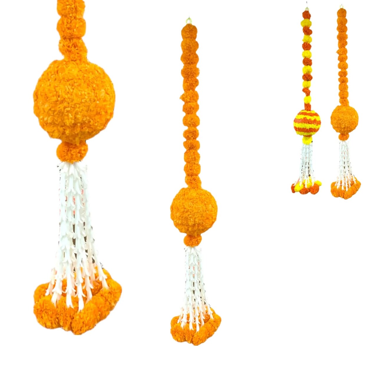 Marigold Garland Hanging Jhoomer Marigold Wall Hanging Indian Wedding Party Diwali Navratri Puja Decorations Day of the Dead Dia De Los Muertos Ofrenda Mexican Fiesta Halloween Decor
